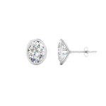 Load image into Gallery viewer, 0.50 To 5 Carat Lab Diamond Oval Stud Bezel Set Earring For Women 14K Gold
