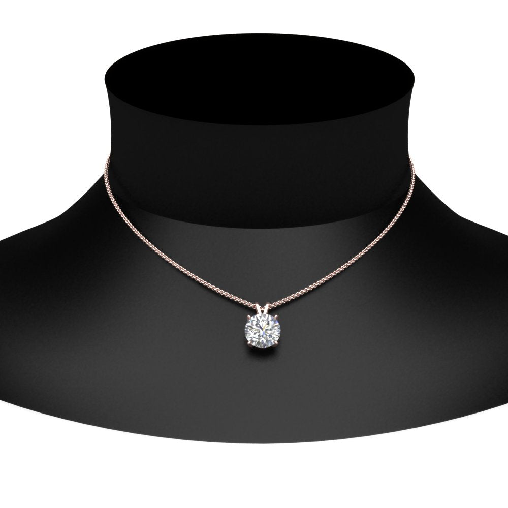 Round Cut Lab Diamond 4 Prong Solitaire Pendant For Women