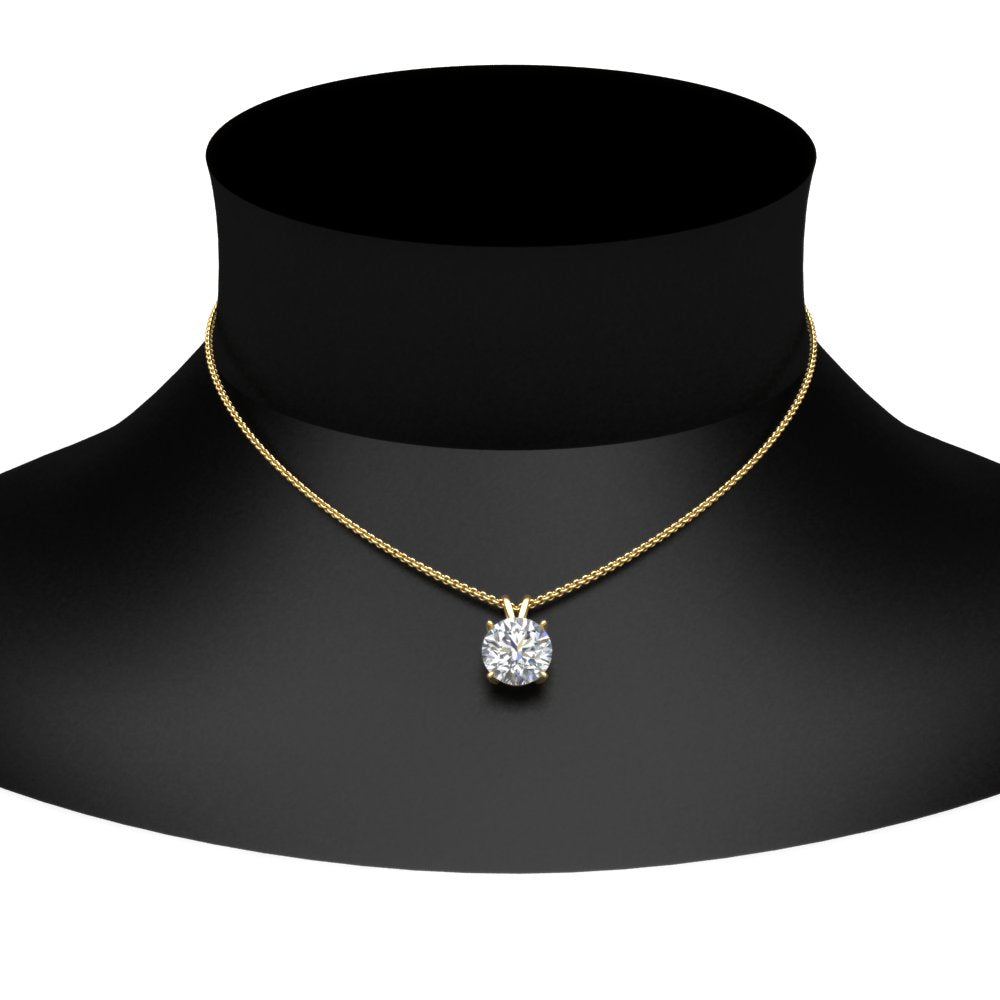Round Cut Lab Diamond 4 Prong Solitaire Pendant For Women