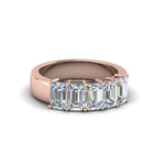 Load image into Gallery viewer, Five Stone Emerald Cut Lab Diamond Ring 14K Gold
