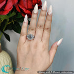Load image into Gallery viewer, Fancy Color Lab Emerald Cut 3 Stone Engagement Ring