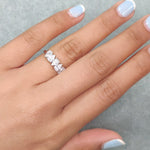 Load image into Gallery viewer, 1/2 - 2 1/2 Carat Lab Grown Pear Shaped Diamond Teardrop Lab Created 5 Stone Wedding Band For Women 14K Gold
