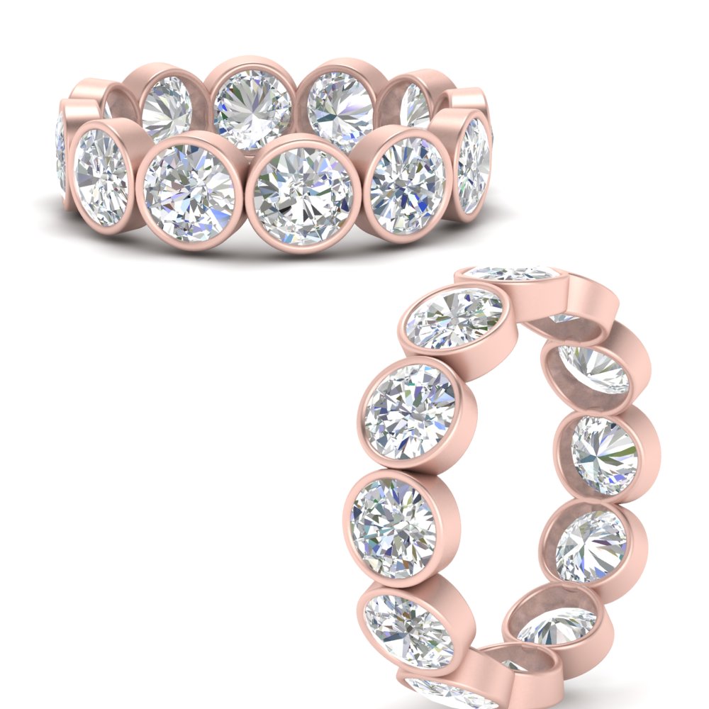 Bezel Lab Diamond Rount Cut Eternity Women Ring In 14k Gold