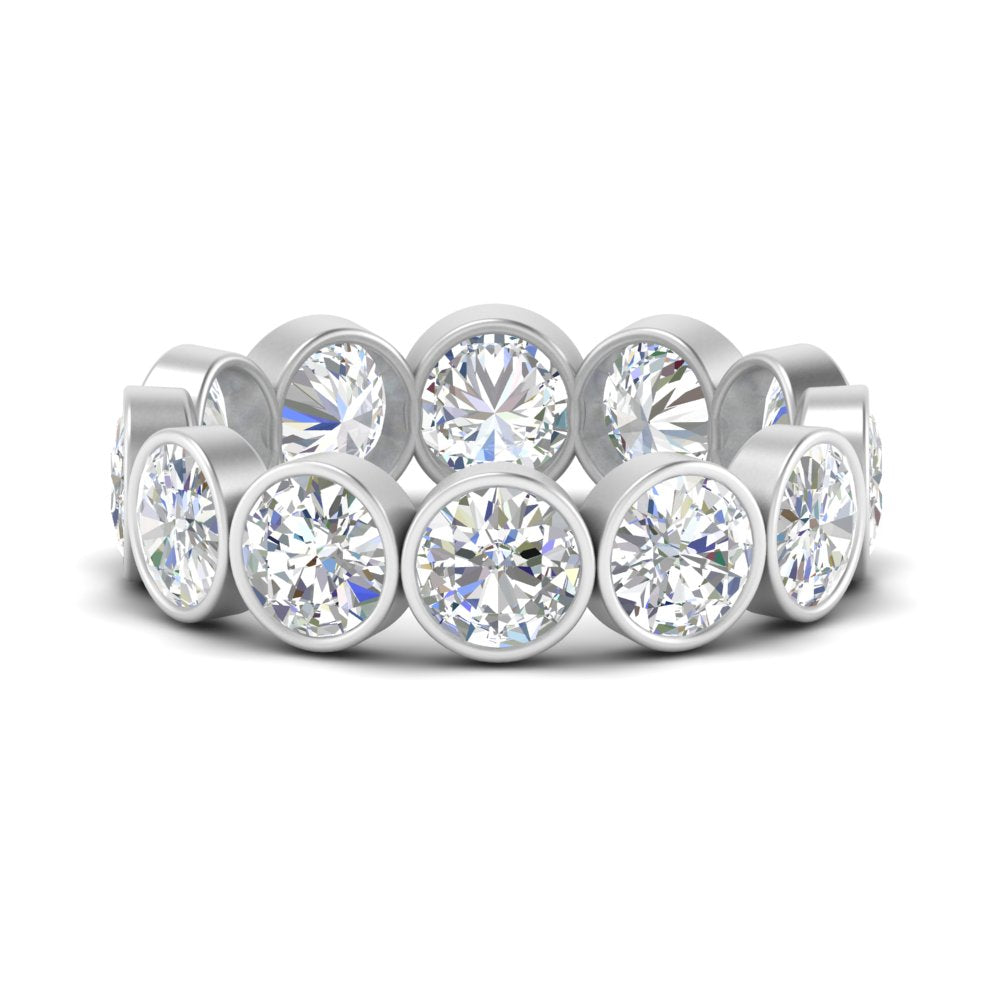 Bezel Lab Diamond Rount Cut Eternity Women Ring In 14k Gold