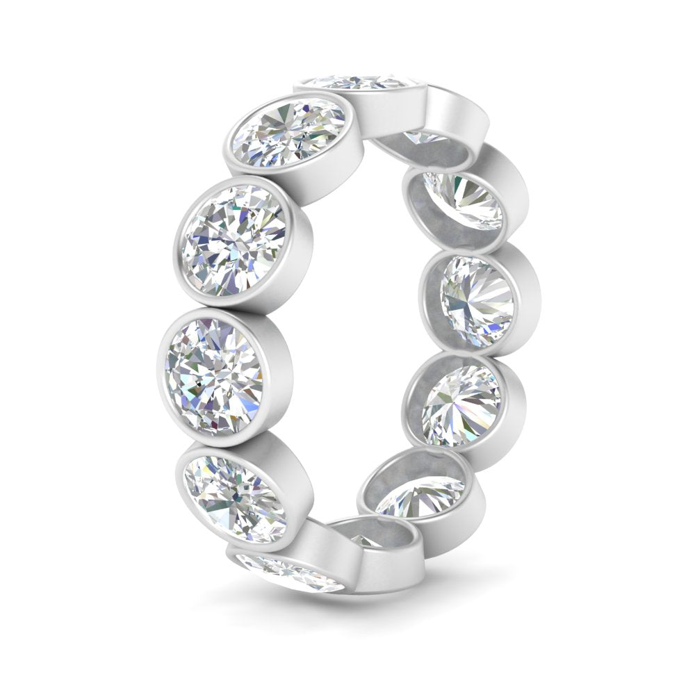 Bezel Lab Diamond Rount Cut Eternity Women Ring In 14k Gold