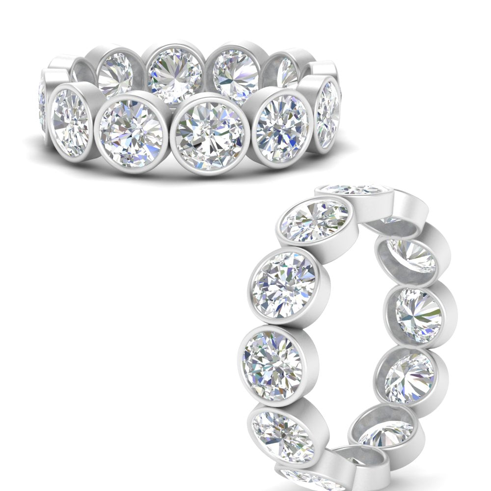 Bezel Lab Diamond Rount Cut Eternity Women Ring In 14k Gold