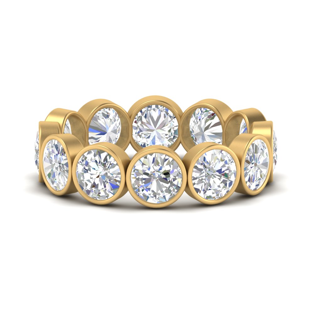 Bezel Lab Diamond Rount Cut Eternity Women Ring In 14k Gold