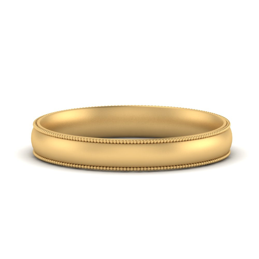 6 MM To 10 MM Comfort Fit Milgrain Edge Wedding Band 14K Gold