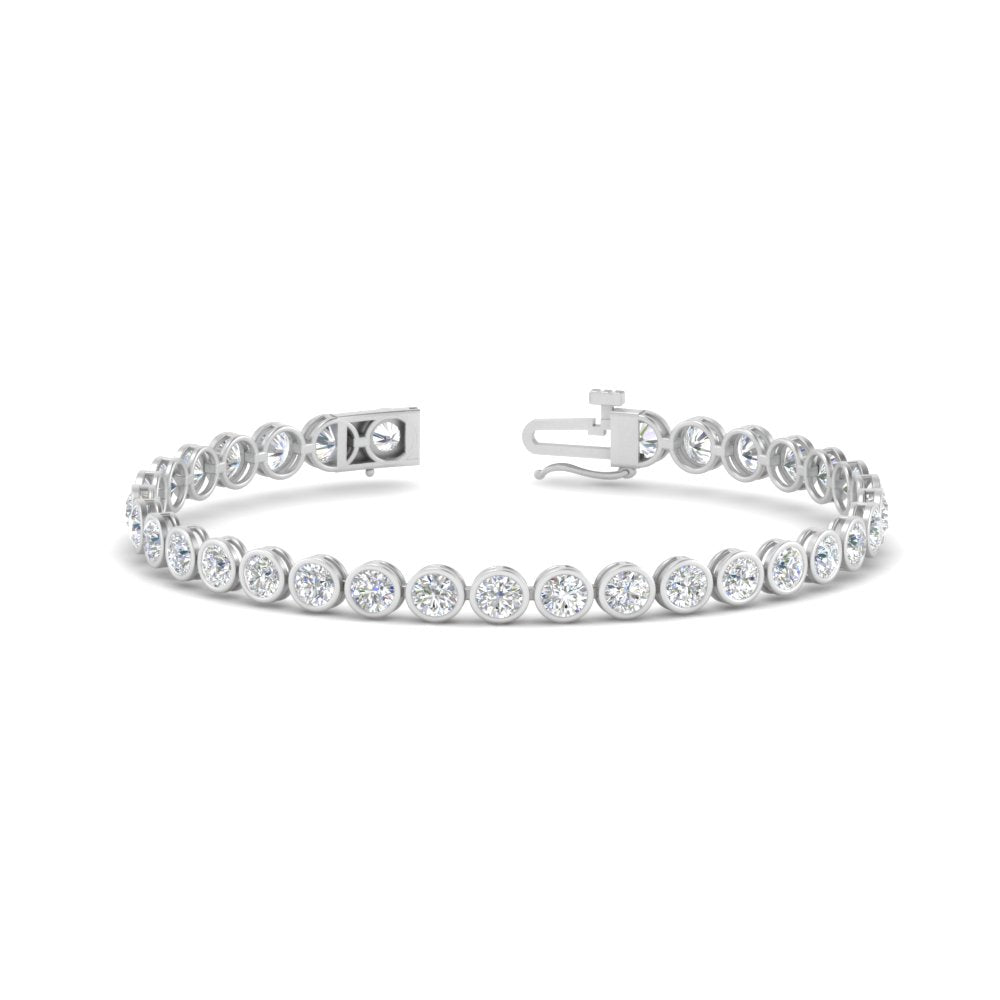 Round Lab Diamond Bezel Set Tennis Bracelet