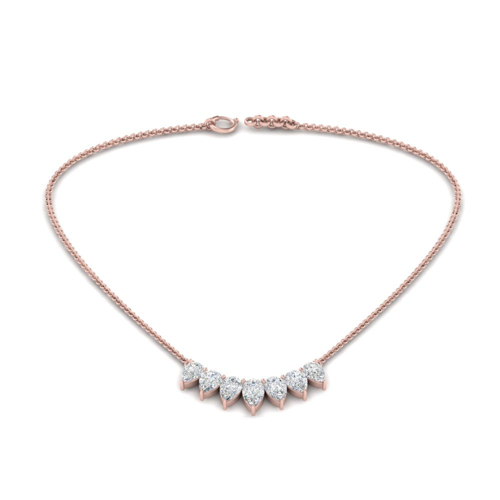 Pear Lab Diamond 7 Stone Graduated Necklace
