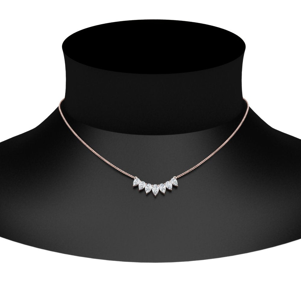 Pear Lab Diamond 7 Stone Graduated Necklace