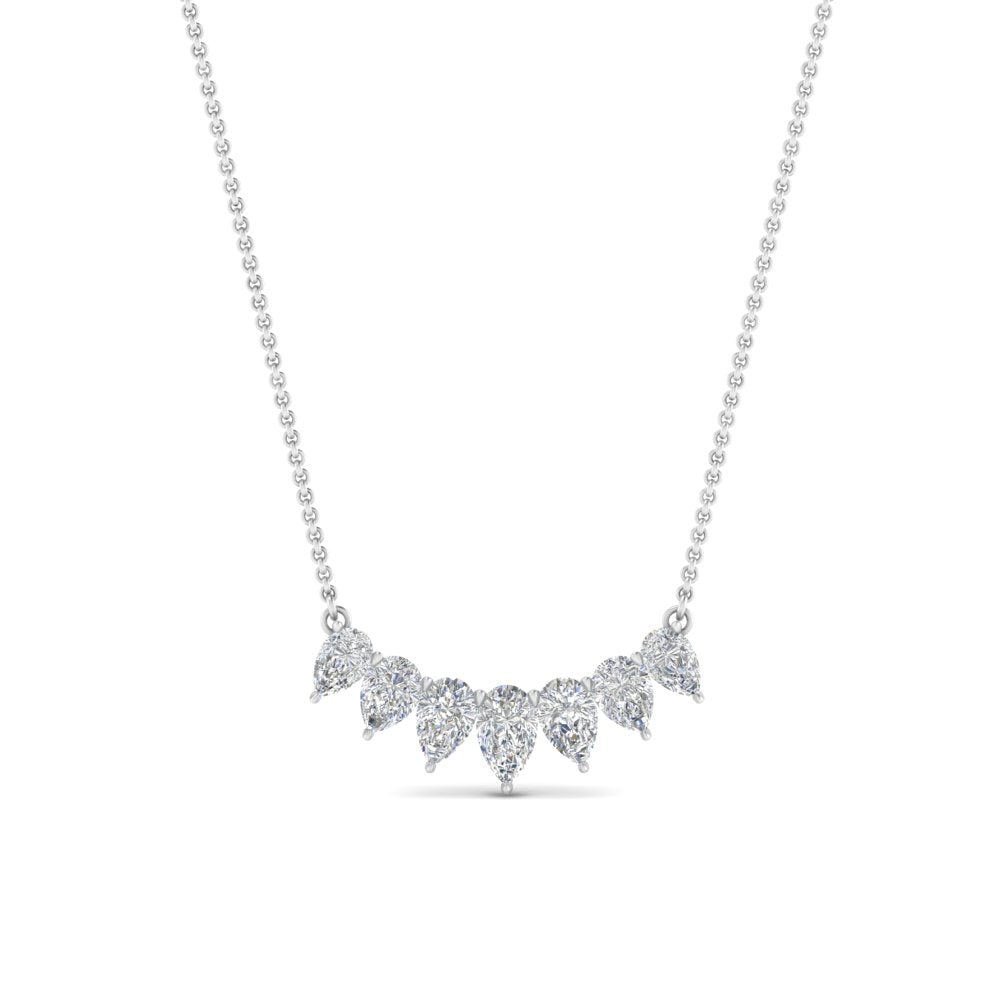 1 Ctw 7 Pear Cut Lab Diamond Graduated Pendant Necklace For Women 14K Gold