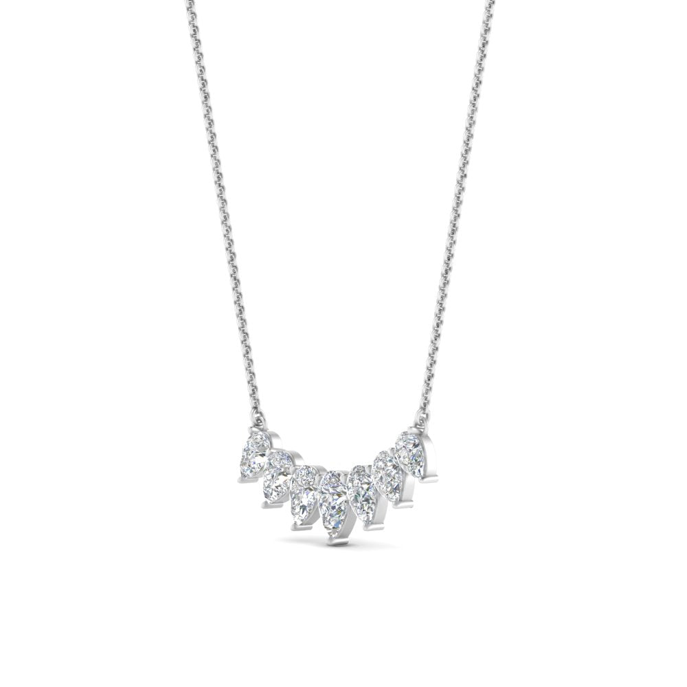 1 Ctw 7 Pear Cut Lab Diamond Graduated Pendant Necklace For Women 14K Gold