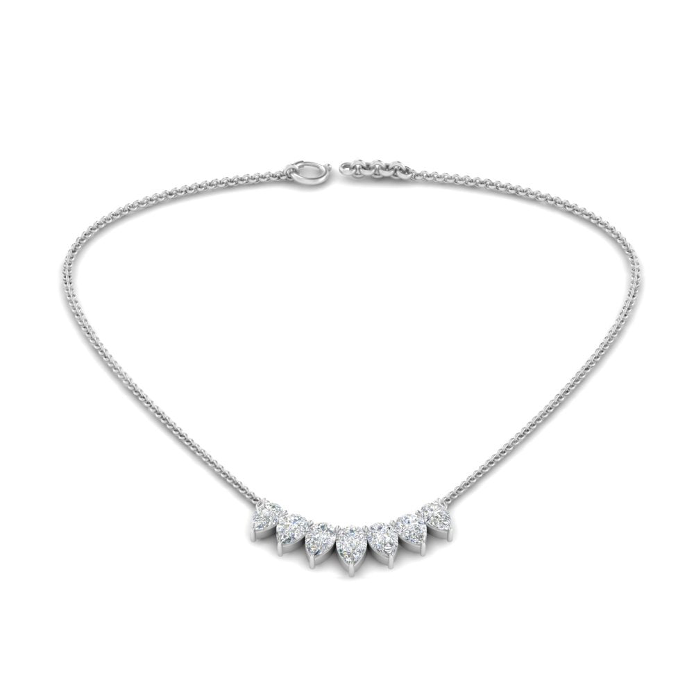 1 Ctw 7 Pear Cut Lab Diamond Graduated Pendant Necklace For Women 14K Gold