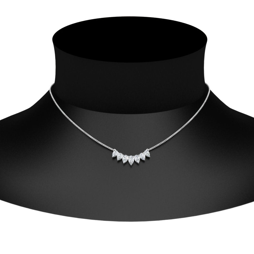 Pear Lab Diamond 7 Stone Graduated Necklace