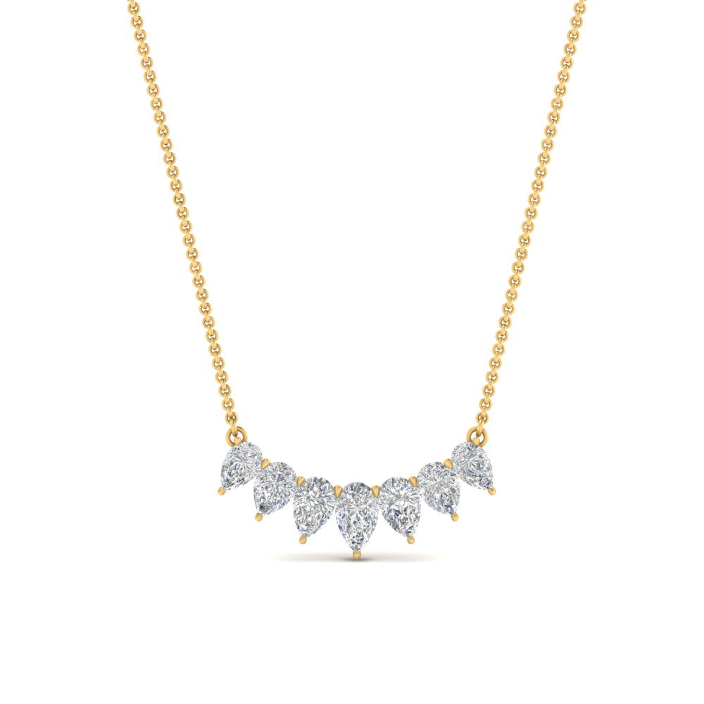 Pear Lab Diamond 7 Stone Graduated Necklace