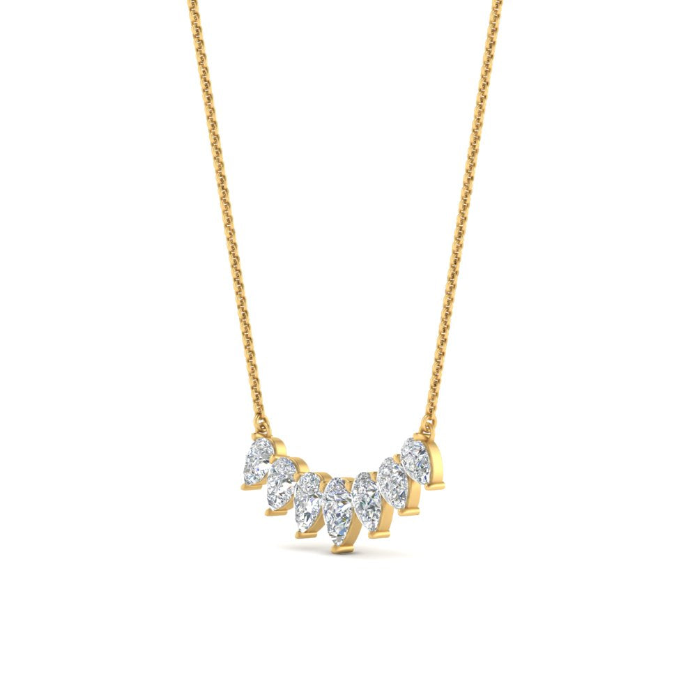 Pear Lab Diamond 7 Stone Graduated Necklace
