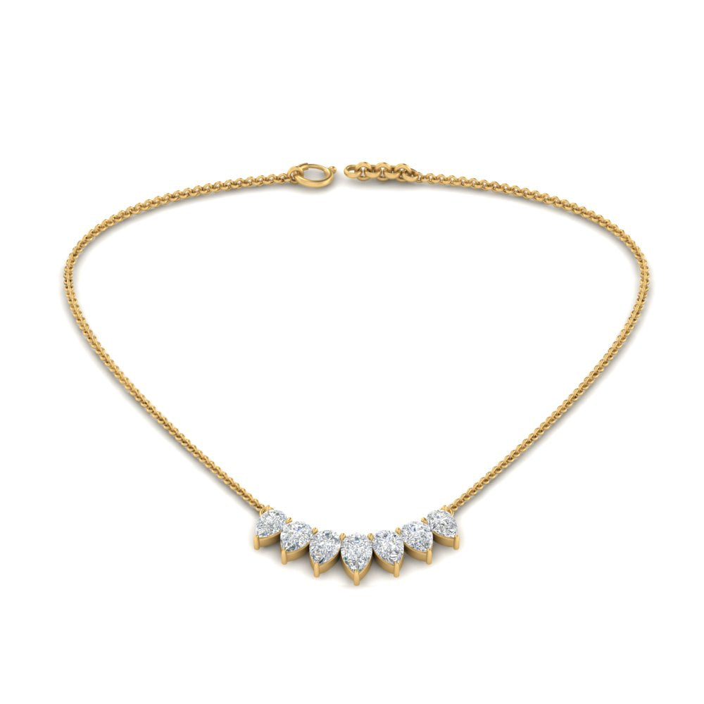 Pear Lab Diamond 7 Stone Graduated Necklace