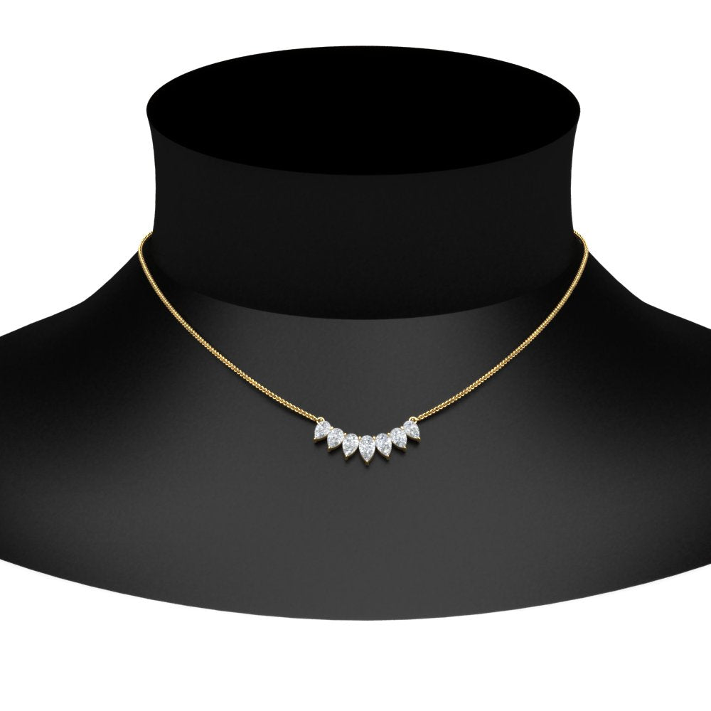 Pear Lab Diamond 7 Stone Graduated Necklace