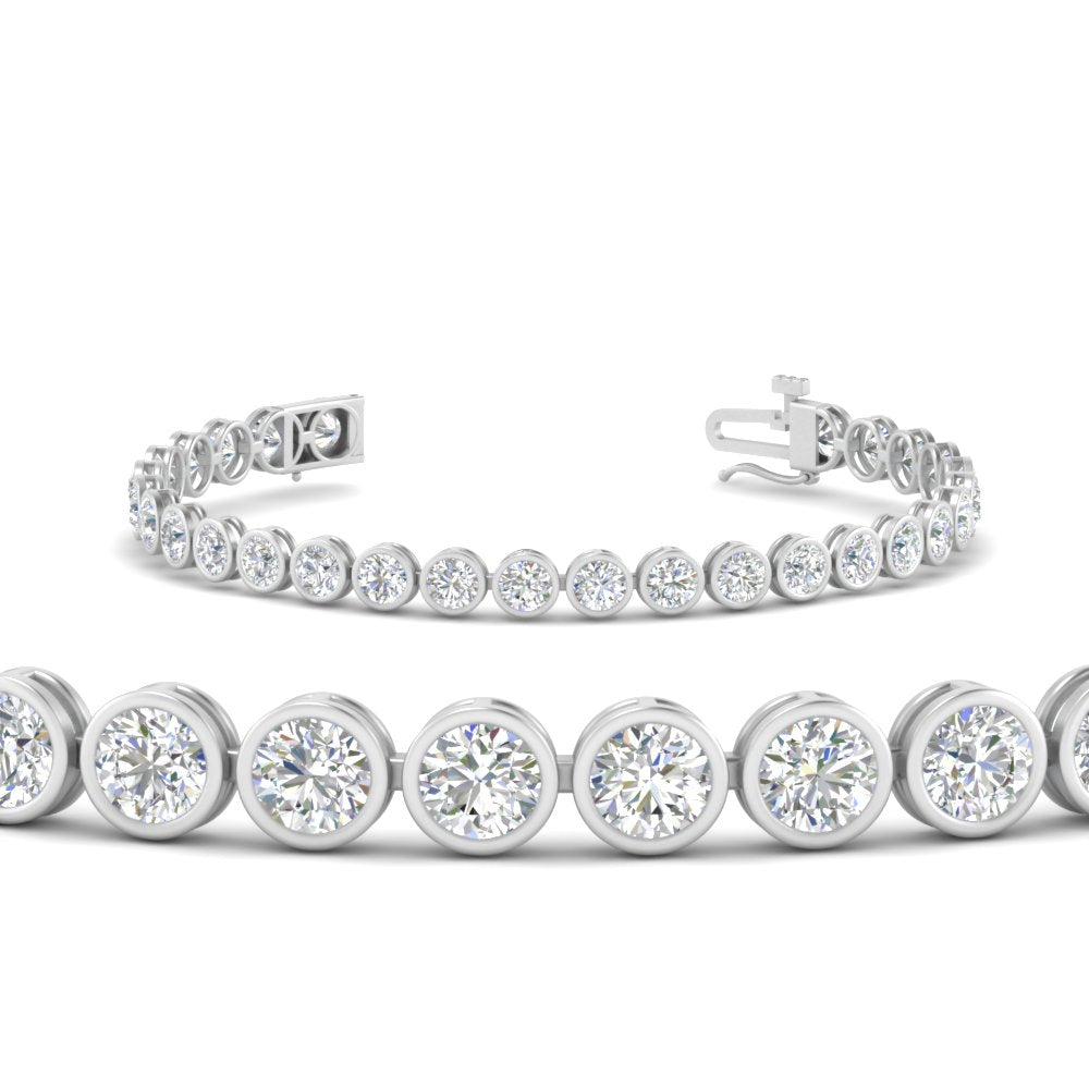 Round Lab Diamond Bezel Set Tennis Bracelet