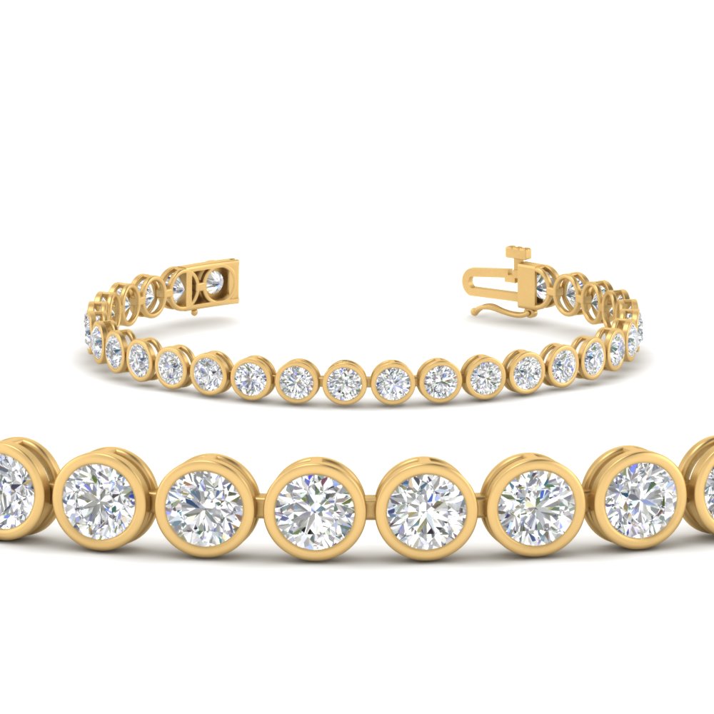 Round Lab Diamond Bezel Set Tennis Bracelet