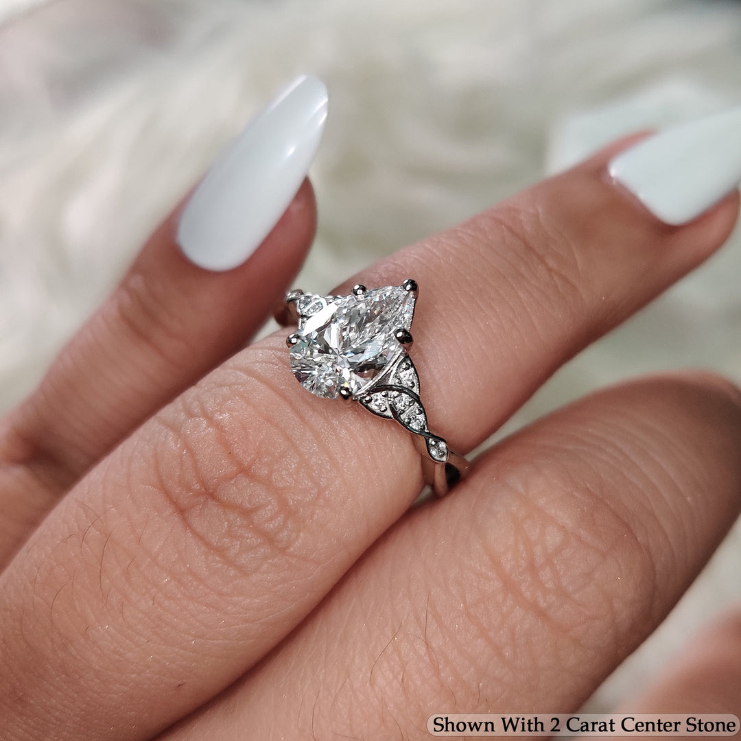 2 Ct. Pear Shaped Lab Diamond Celtic Engagement Ring 14K Gold