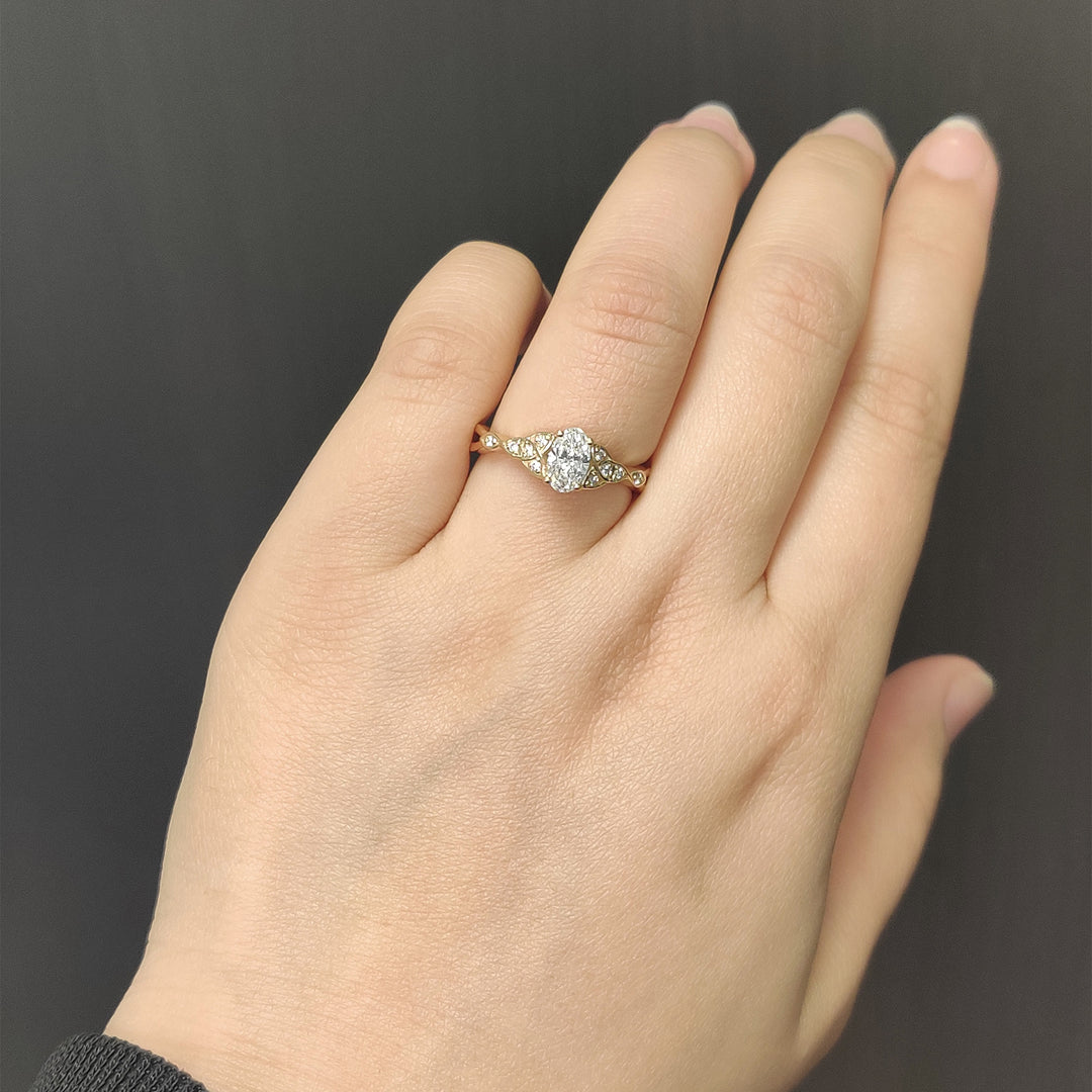 Celtic Knot Split Lab Diamond Ring 14K Gold