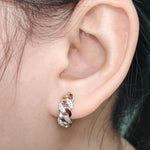 Load image into Gallery viewer, 1/4 Carat Round Cut Lab Diamond Cuban Link Hoop Earrings 14K Gold

