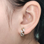 Load image into Gallery viewer, 1/4 Carat Round Cut Lab Diamond Cuban Link Hoop Earrings 14K Gold
