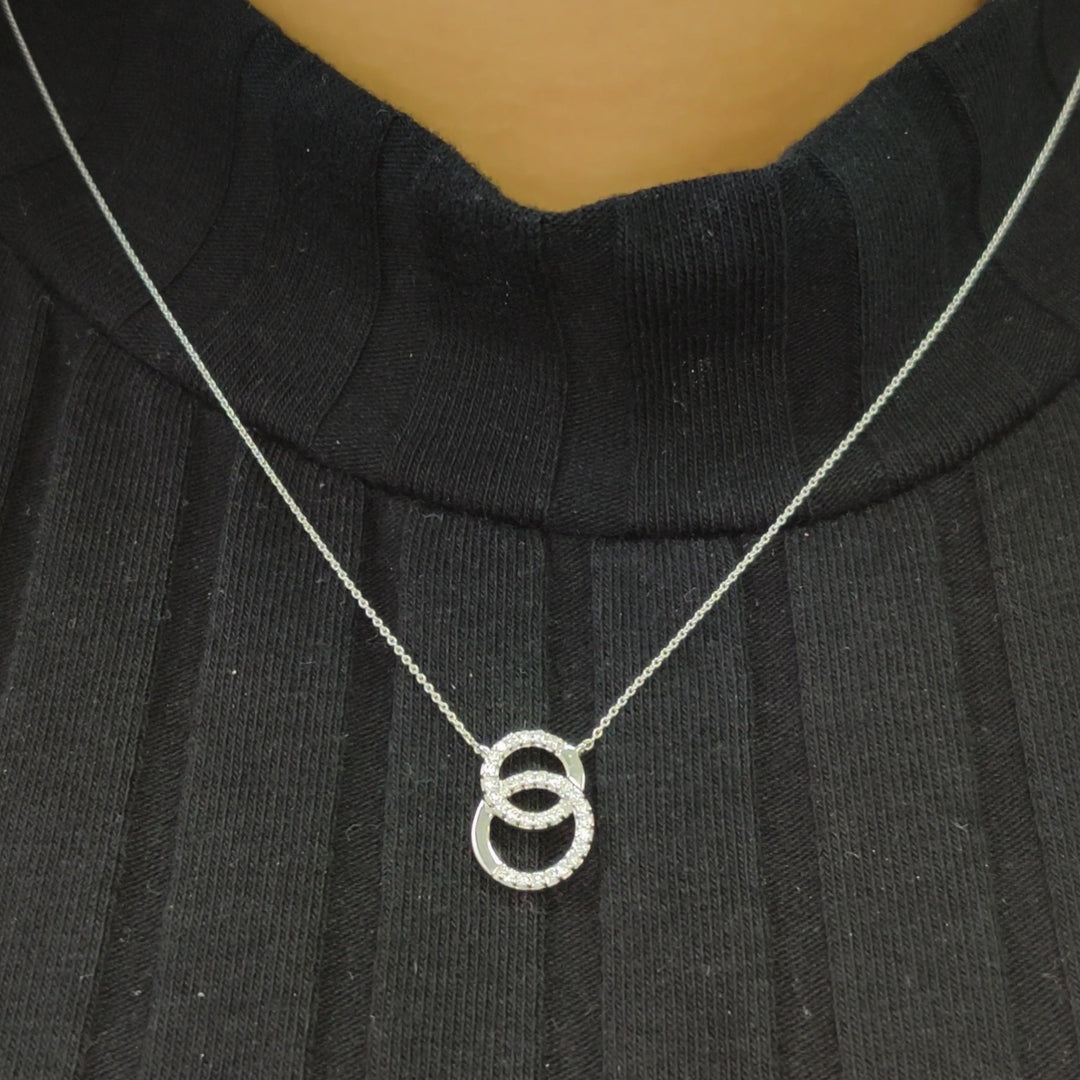 Double Circle Lab Diamond Pendant For Women 14K Gold