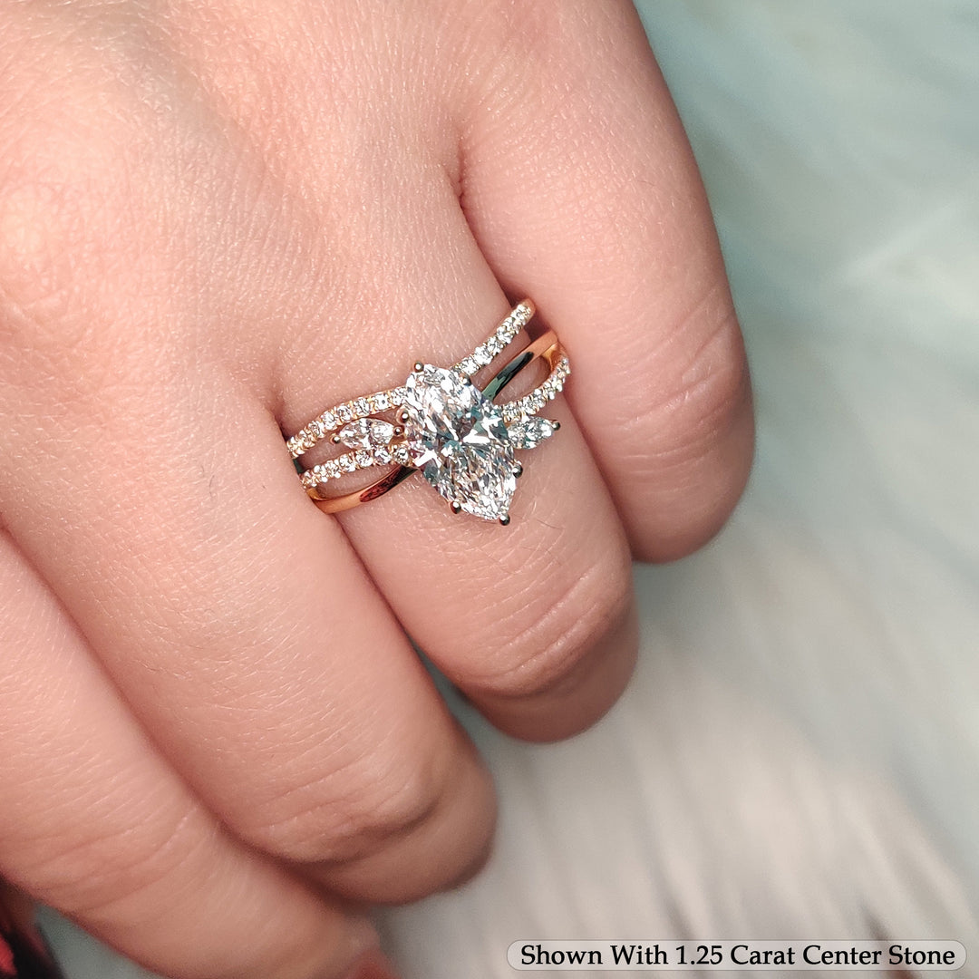 1.70 Ct. Classic Vintage Marquise Lab Diamond Wedding Set 14K Gold