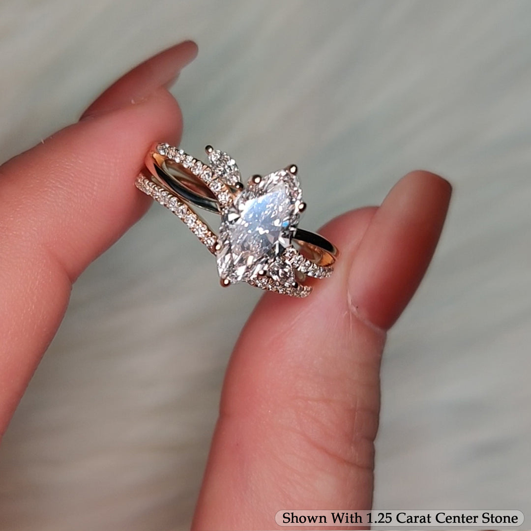 1.70 Ct. Classic Vintage Marquise Lab Diamond Wedding Set 14K Gold