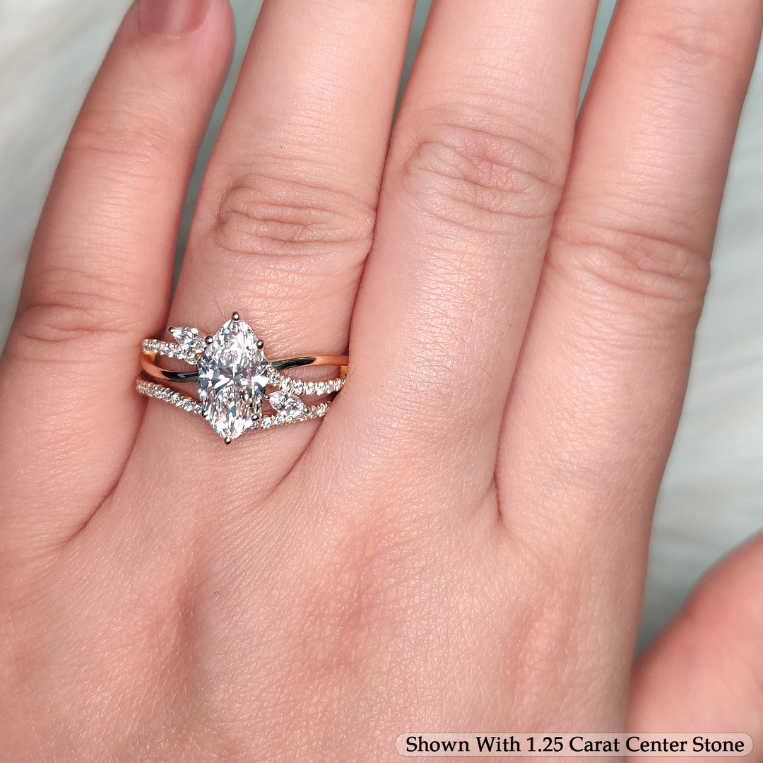 1.70 Ct. Classic Vintage Marquise Lab Diamond Wedding Set 14K Gold