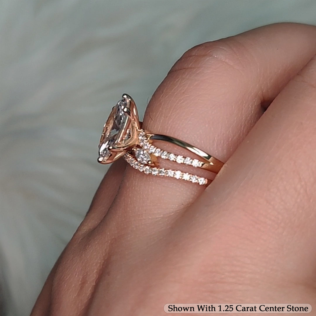 1.70 Ct. Classic Vintage Marquise Lab Diamond Wedding Set 14K Gold