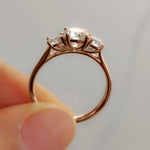 Load image into Gallery viewer, Lab Grown Round Cut Diamond 3 Stone Women Engagement Ring 14K Rose Gold
