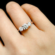 Lab Grown Round Cut Diamond 3 Stone Women Engagement Ring 14K Rose Gold