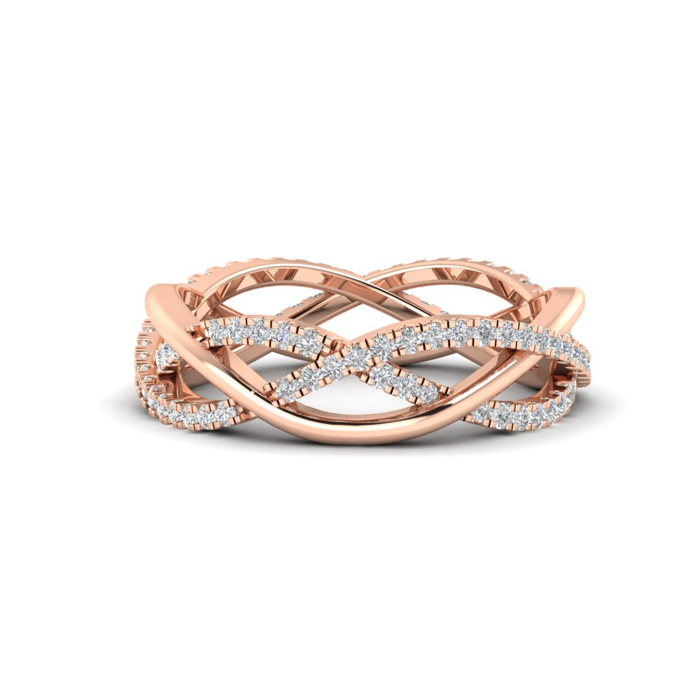 0.48 Ct. Round Diamond Criss Cross Weave Wedding Band 14K Gold