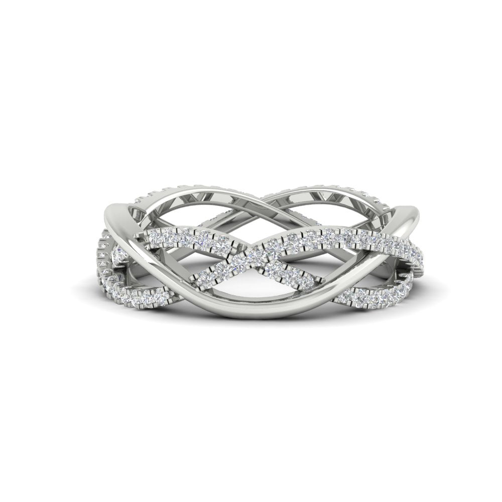 0.48 Ct. Round Diamond Criss Cross Weave Wedding Band 14K Gold