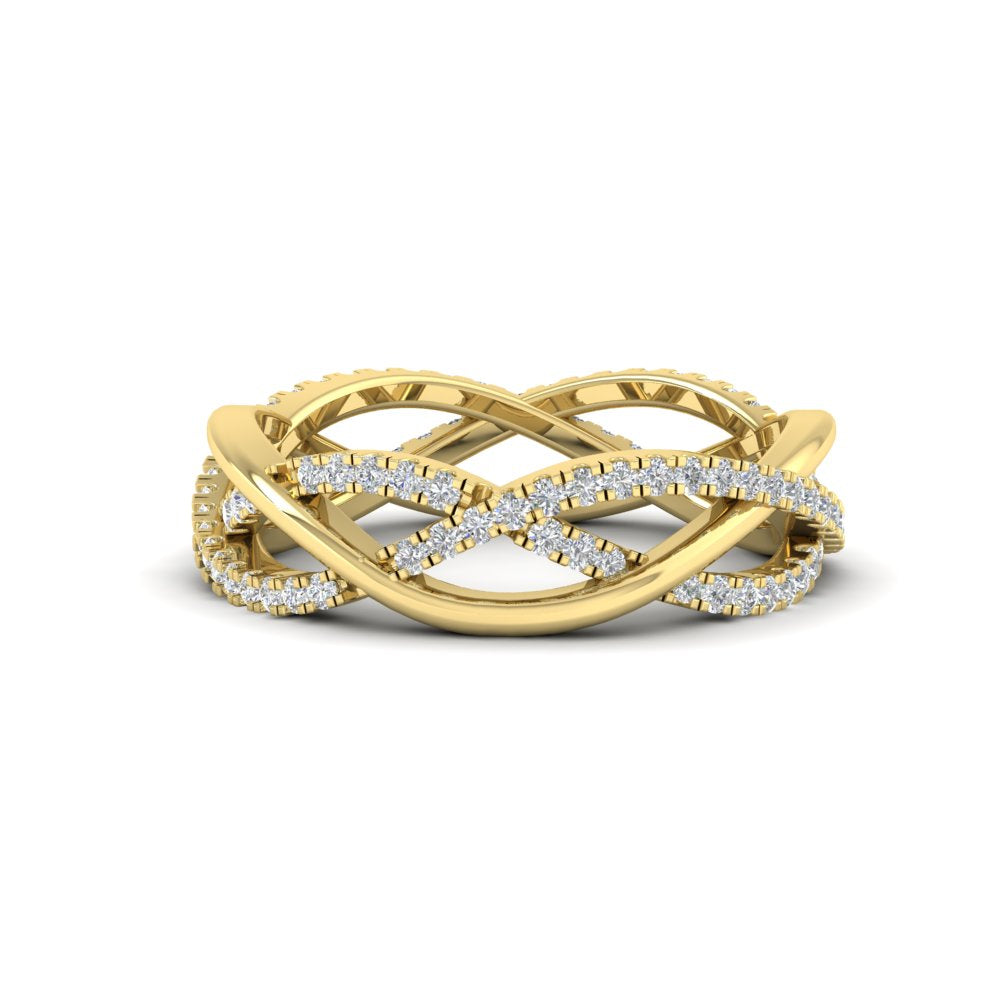 0.48 Ct. Round Diamond Criss Cross Weave Wedding Band 14K Gold