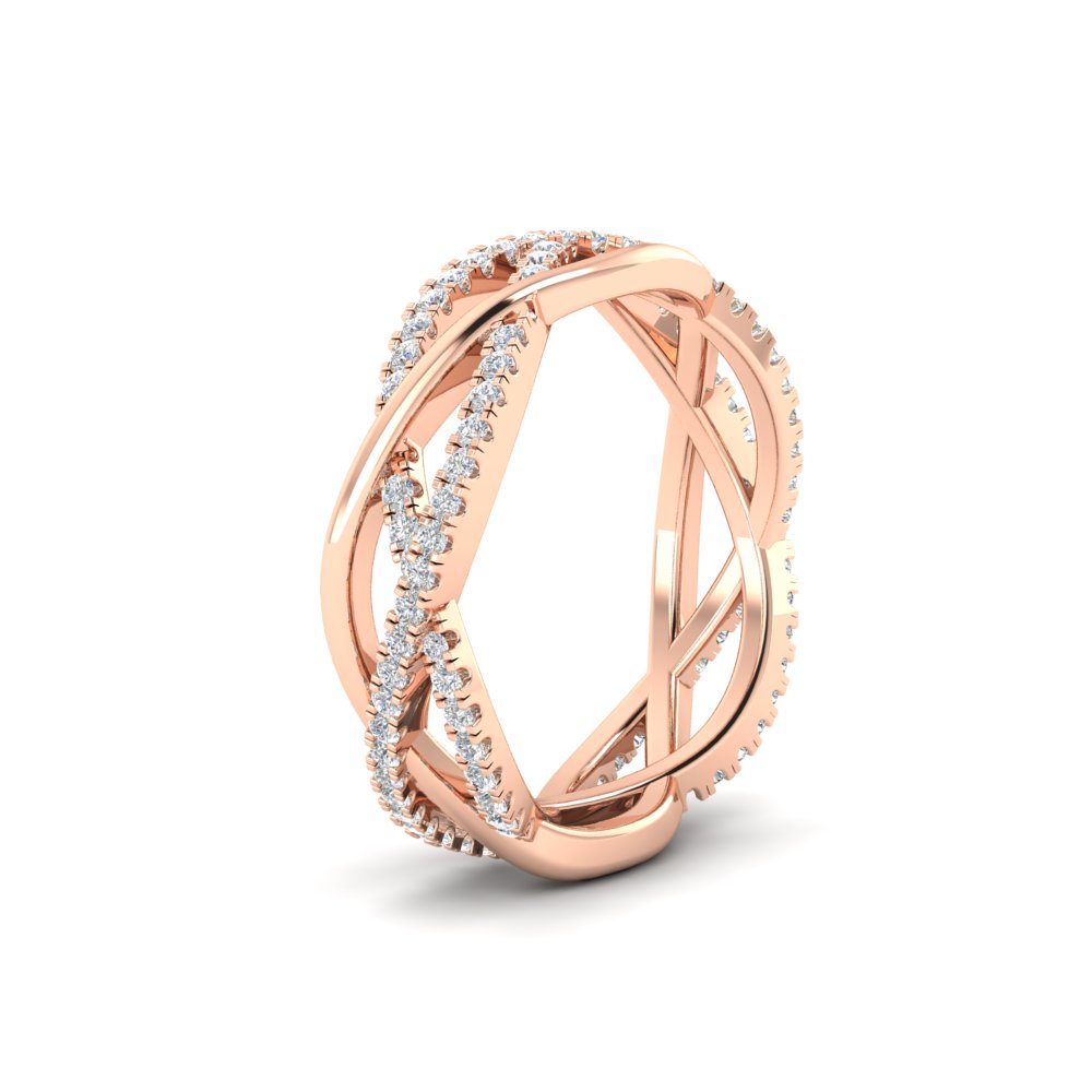 0.48 Ct. Round Diamond Criss Cross Weave Wedding Band 14K Gold
