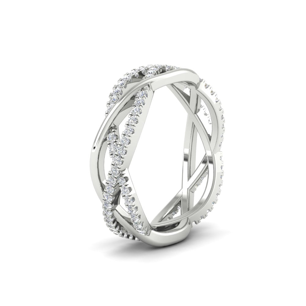 0.48 Ct. Round Diamond Criss Cross Weave Wedding Band 14K Gold