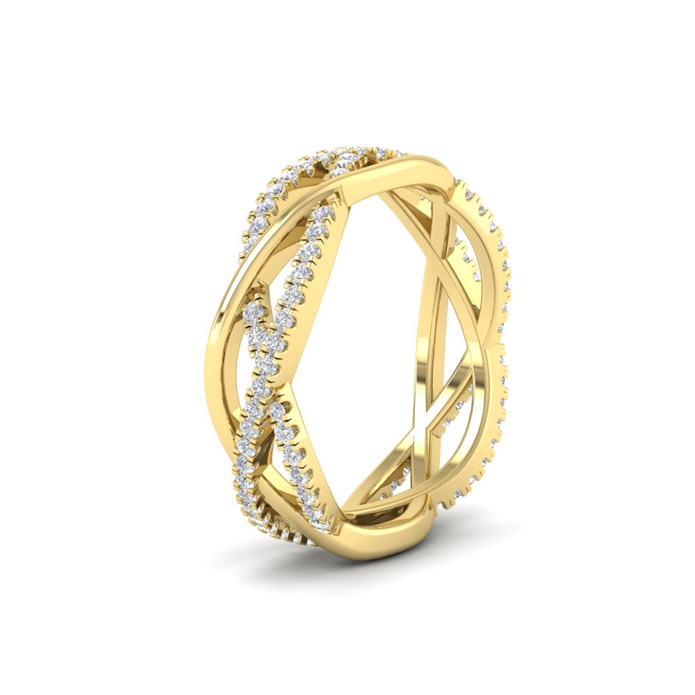 0.48 Ct. Round Diamond Criss Cross Weave Wedding Band 14K Gold