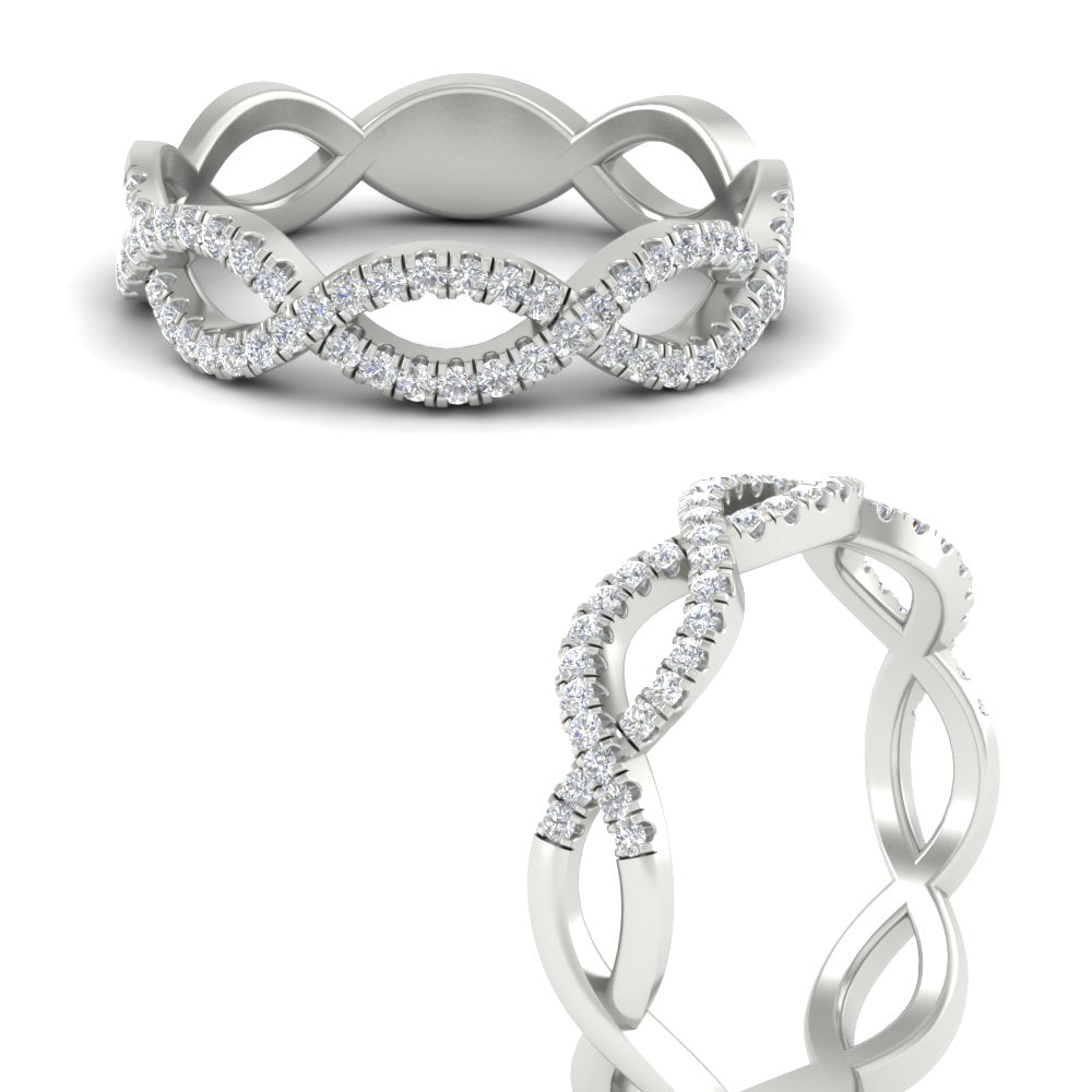0.26 Ct. Infinity Round Diamond Twist Wedding Band 14K Gold