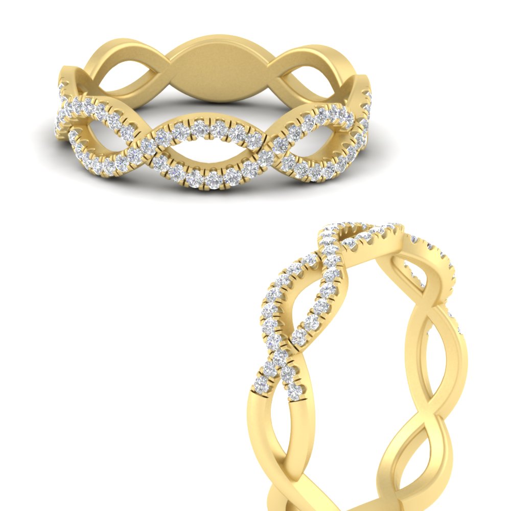 0.26 Ct. Infinity Round Diamond Twist Wedding Band 14K Gold