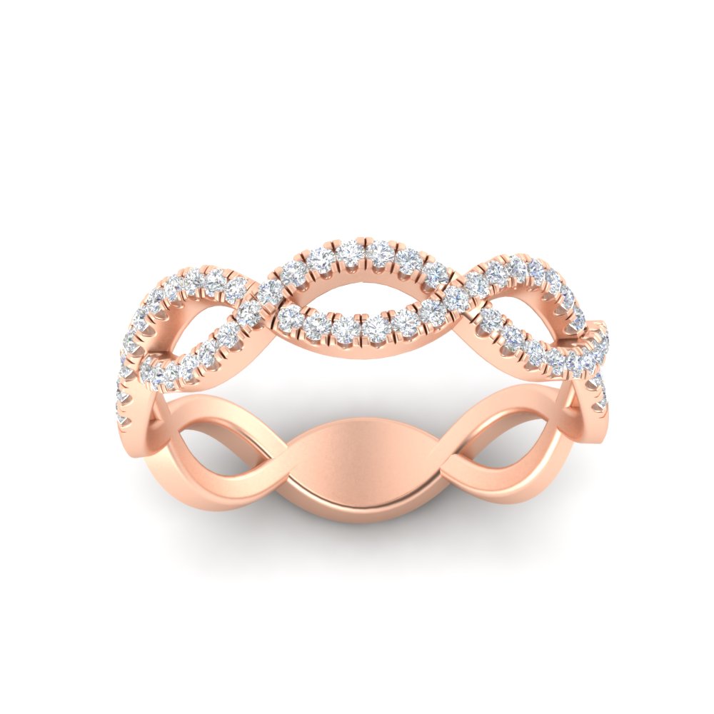 0.26 Ct. Infinity Round Diamond Twist Wedding Band 14K Gold