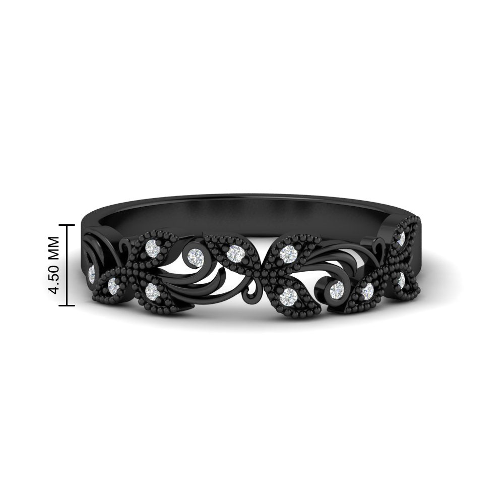 0.08 Ct. Floral Diamond Wedding Anniversary Band 14K Gold