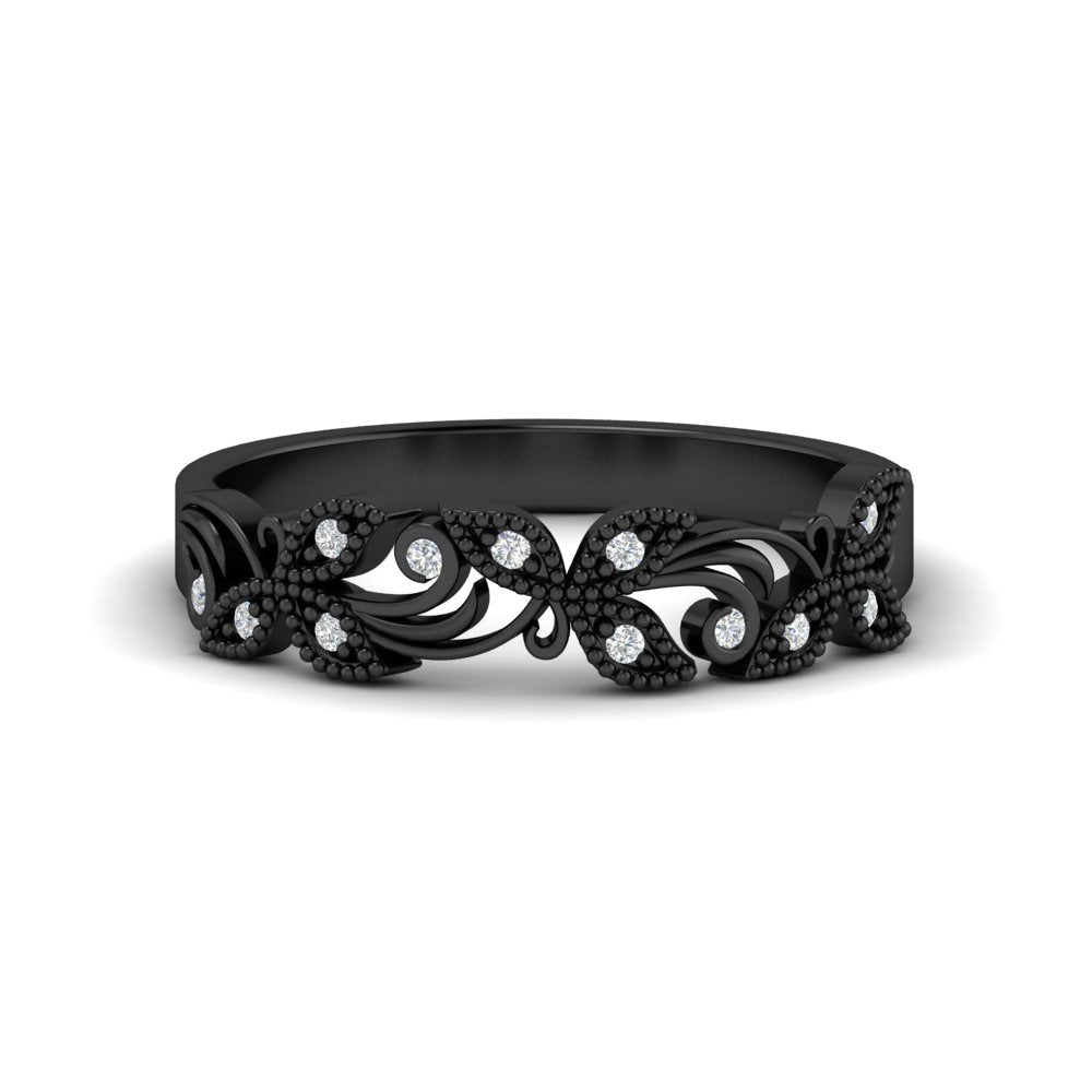 0.08 Ct. Floral Diamond Wedding Anniversary Band 14K Gold