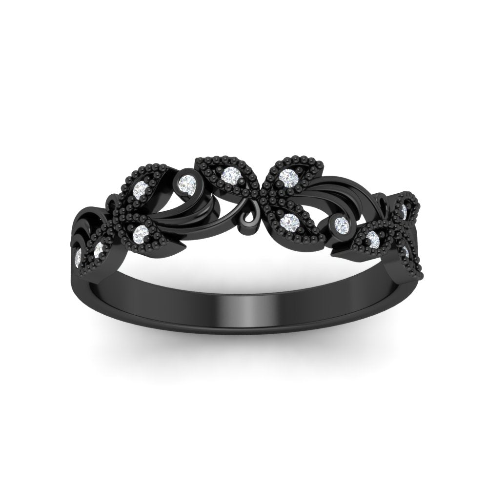 0.08 Ct. Floral Diamond Wedding Anniversary Band 14K Gold