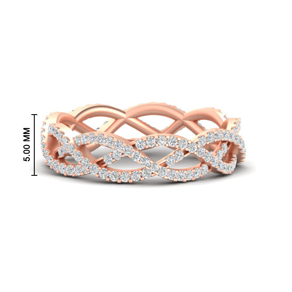 0.62 Ct. Weave Round Diamond Wedding Band Ring