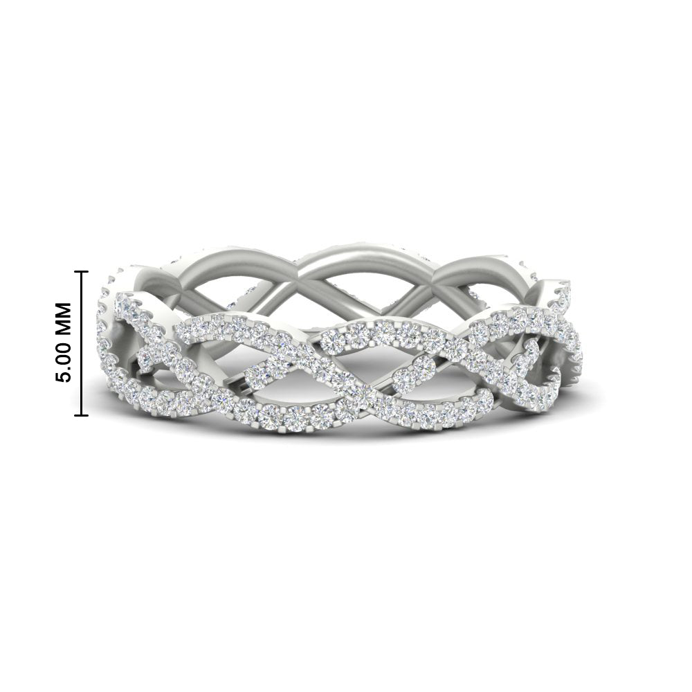 0.62 Ct. Weave Round Diamond Wedding Band Ring